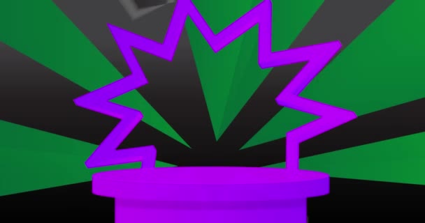 Verde Violet Negru Vitrină Animație Mockup Desene Animate Cilindru Piedestal — Videoclip de stoc