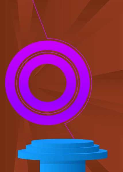 Фиолетовый Синий Коричневый Зал Векторное Отображение Продукта Подиум Макета Цилиндра — стоковый вектор