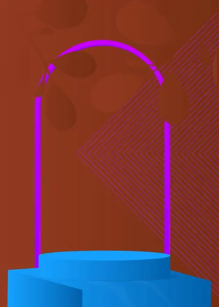 Фиолетовый Синий Коричневый Зал Векторное Отображение Продукта Подиум Макета Цилиндра — стоковый вектор