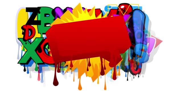 Soyut Renkli Arkaplan Animasyonu Üzerine Kırmızı Graffiti Konuşma Balonu Modern — Stok video