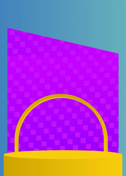 Niebieskie Fioletowe Żółte Minimalne Formy Geometryczne Jako Piedestał Podium Etapowy — Wektor stockowy
