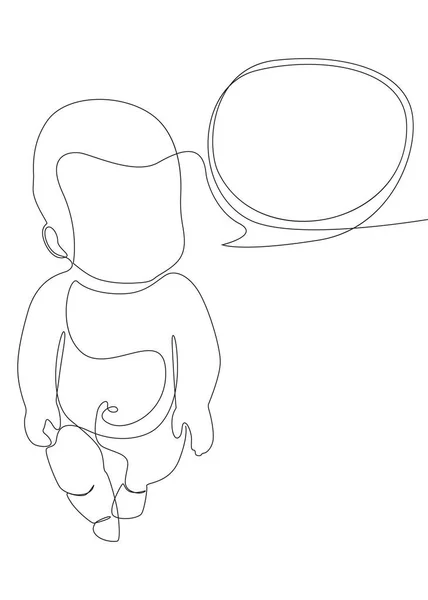 赤ちゃんとの音声バブルの1つの連続行 細い線イラストベクトルのコンセプト Contour Drawing Creative Ideas — ストックベクタ