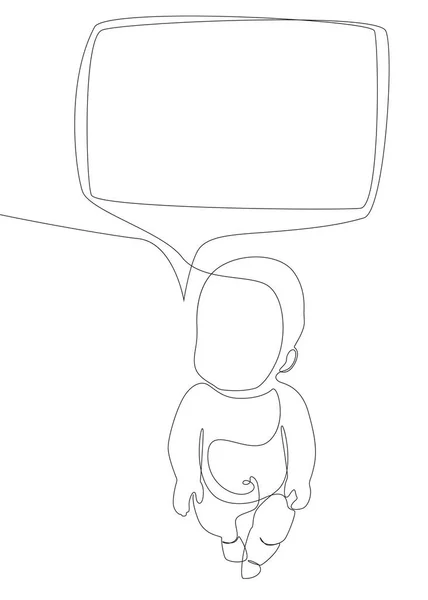 赤ちゃんとの音声バブルの1つの連続行 細い線イラストベクトルのコンセプト Contour Drawing Creative Ideas — ストックベクタ