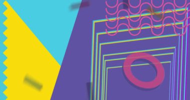 Soyut şekil tasarım teması arkaplanı. Hareket eden geometrik vintage minimal grafik çizgi film hareketi. Retro elementler şablonu. Basit geometrik arkaplan videosu.