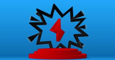 Siyah, Mavi ve Kırmızı soyut sahne gösterisi. Model ürün animasyonu. Basit asgari geometrik formlar. Sunum için silindir kaide podyum çizgi film videosu.