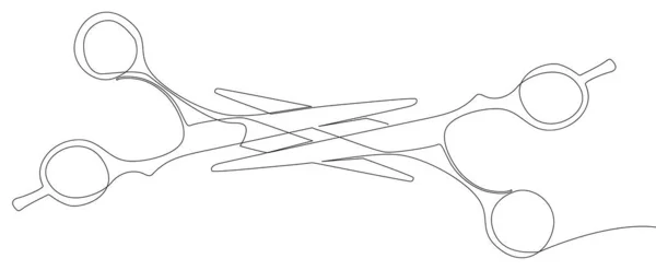 Eine Durchgehende Schere Thin Line Illustration Vektor Friseur Wotk Werkzeug — Stockvektor