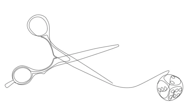 Одна Безперервна Лінія Кубиків Ножиць Векторна Концепція Тонкої Лінії Ілюстрації — стоковий вектор