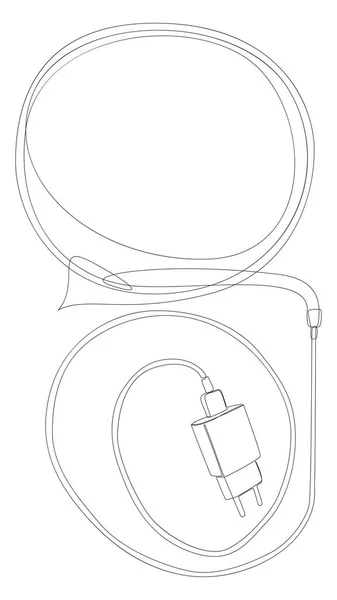 スマートフォン充電器と音声バブルの1つの連続ライン 細い線イラストベクトルのコンセプト Contour Drawing Creative Ideas — ストックベクタ