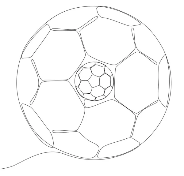 Una Línea Continua Pelotas Fútbol Concepto Vectorial Ilustración Línea Delgada — Vector de stock