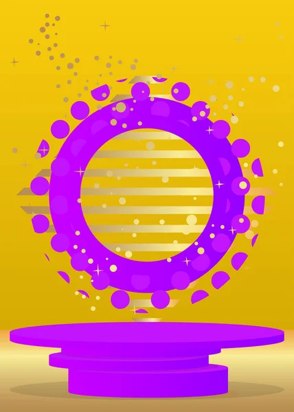 Абстрактный Желтый Золотой Фиолетовый Дисплей Макет Векторного Цилиндра Пьедестала Пьедестала — стоковый вектор