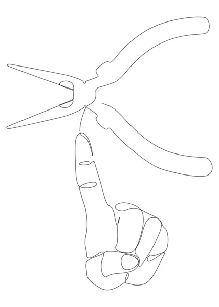 Одна Сплошная Рука Плоскогубцами Щипцами Ручной Инструмент Используемый Надежного Хранения — стоковый вектор