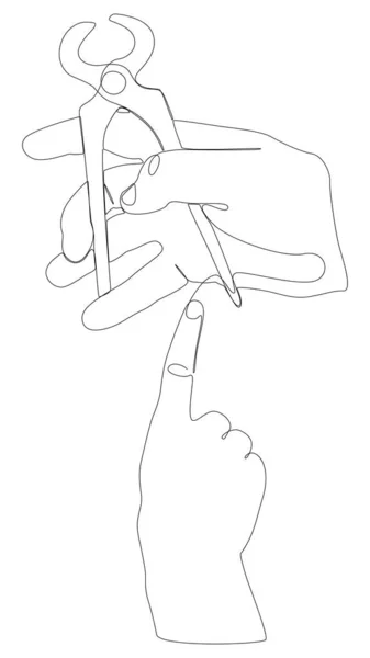 Ένα Συνεχές Χέρι Πένσα Τόνγκς Ένα Εργαλείο Χειρός Που Χρησιμοποιείται — Διανυσματικό Αρχείο