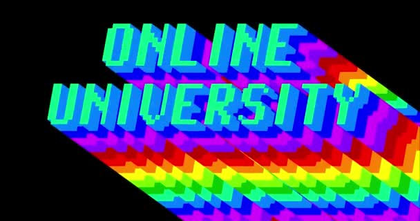 Online Universität Animiertes Wort Mit Langen Mehrfarbigen Schatten Den Farben — Stockvideo