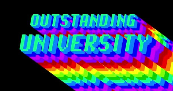 Εξαιρετικό Πανεπιστήμιο Κινουμένων Σχεδίων Λέξη Μακρύ Στρώμα Πολύχρωμη Σκιά Χρώματα — Αρχείο Βίντεο