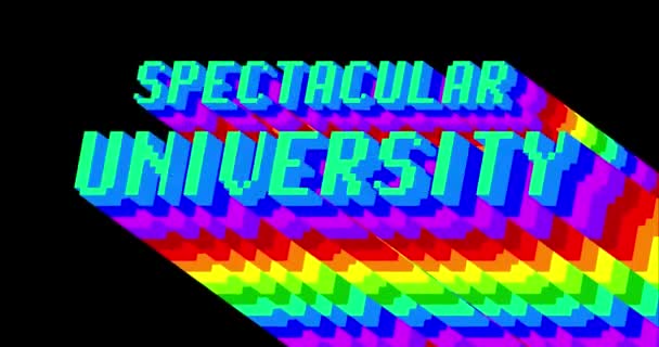Θεαματικό Πανεπιστήμιο Κινουμένων Σχεδίων Λέξη Μακρύ Στρώμα Πολύχρωμη Σκιά Χρώματα — Αρχείο Βίντεο