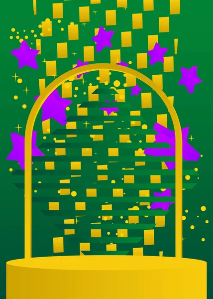 Абстрактно Зеленая Желтая Фиолетовая Сценическая Витрина Презентации Подиум Векторного Макета — стоковый вектор