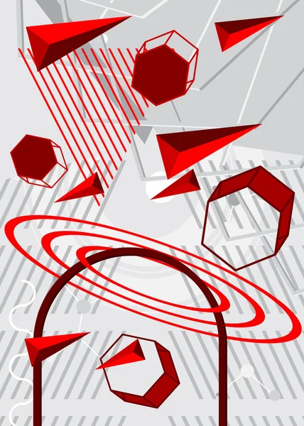 还原极小红色和白色抽象几何海报 古董商几何图形模板 — 图库矢量图片