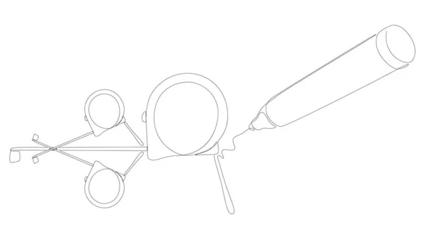 Una Línea Continua Cinta Ruler Dibujada Con Rotulador Concepto Vectorial — Archivo Imágenes Vectoriales