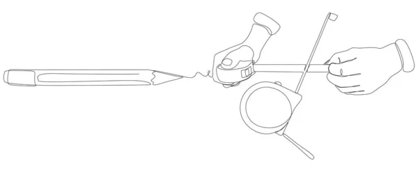 Одна Безперервна Лінія Стрічки Лінійки Намальована Повстяною Кінчиковою Ручкою Тонка — стоковий вектор