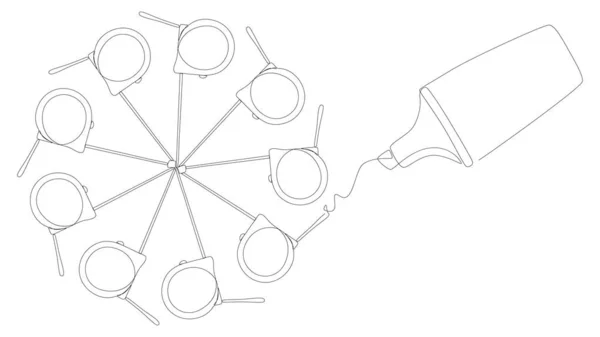 Одна Сплошная Линия Ленты Линейки Нарисованная Фломастером Концепция Векторного Инструмента — стоковый вектор