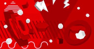 Meşgul kırmızı ve beyaz geometrik arka plan video şablonu. Basit şekil tasarımı. Soyut hareket eden geometrik vintage minimal grafik çizgi film hareketi. Geçmiş tema arkaplanı.