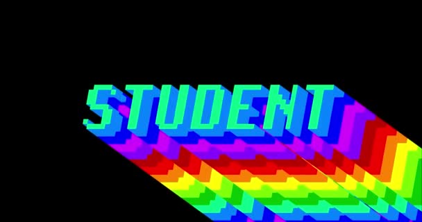 Student Animated Word Long Layered Multicolored Shadow Colors Rainbow Black — Stock Video