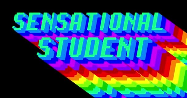 感傷的な学生だ 黒を背景に虹の色と長い層状の多色の影を持つ4Kのアニメーションワード — ストック動画