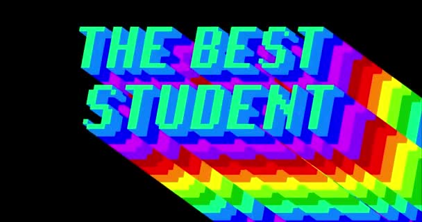 Лучший Ученик Анимированное Слово Длинным Слоем Разноцветной Тени Цветами Радуги — стоковое видео