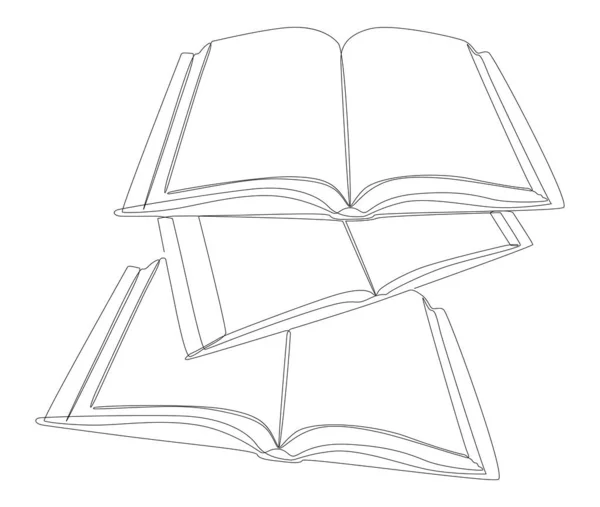 Jednu Souvislou Řadu Knih Koncept Vektoru Tenké Čáry Kontury Kreslení — Stockový vektor