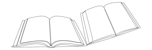 Uma Linha Contínua Livros Conceito Vetor Ilustração Linha Fina Desenho —  Vetores de Stock