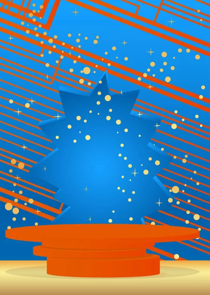 Синий Оранжевый Золотой Дисплей Подиум Макета Цилиндра Абстрактная Сцена Презентации — стоковый вектор