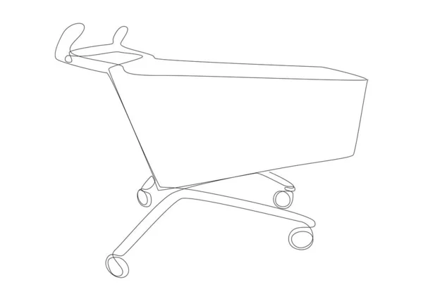 ショッピングカートの1つの連続行 細い線イラストベクトルのコンセプト Contour Drawing Creative Ideas — ストックベクタ