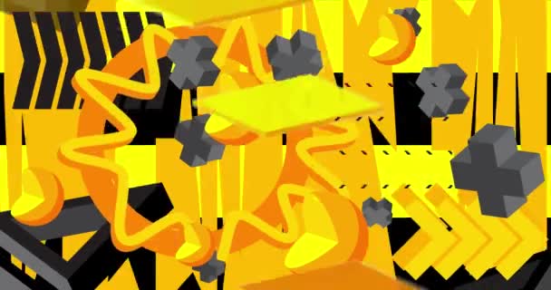 Πολυσύχναστο Μαύρο Και Κίτρινο Γεωμετρικό Πρότυπο Βίντεο Φόντου Αφηρημένος Σχεδιασμός — Αρχείο Βίντεο