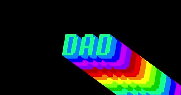 爸爸4K动画词 长层彩色阴影 黑色背景上的彩虹色 — 图库视频影像