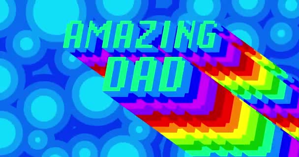 令人惊讶的爸爸4K动画词 长层彩色阴影 黑色背景上的彩虹色 — 图库视频影像