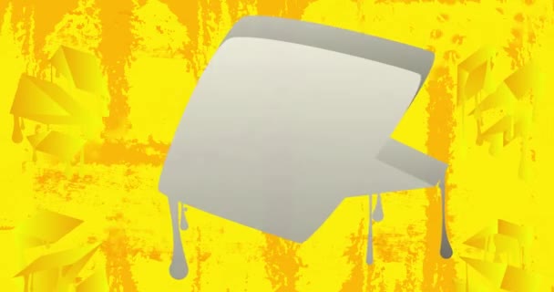 Λευκό Graffiti Ομιλία Φούσκα Κίτρινο Φόντο Animation Αφηρημένη Μοντέρνο Χρώμα — Αρχείο Βίντεο