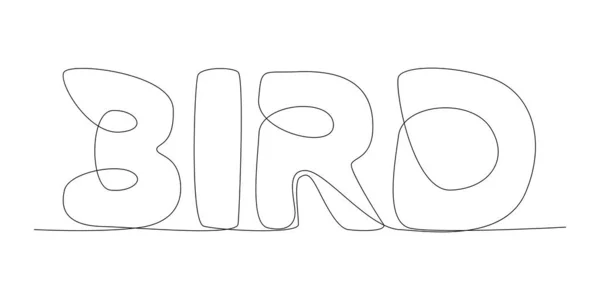 Una Línea Continua Palabras Pájaro Concepto Vectorial Ilustración Línea Delgada — Vector de stock