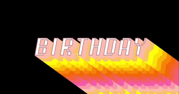 Doğum Günü Siyah Arkaplanda Gökkuşağı Renginde Uzun Katmanlı Çok Renkli — Stok video