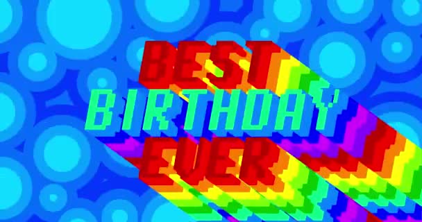 Best Birthday Ever Animated Word Long Layered Multicolored Shadow Colors — Stock Video