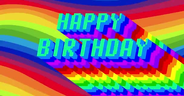 Feliz Cumpleaños Palabra Animada Con Sombra Multicolor Capas Largas Con — Vídeo de stock