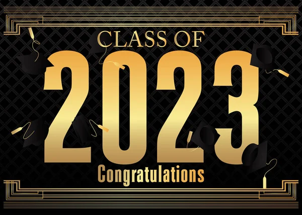 Class of 2024. Congrats Graduates. 3d lettering with gold and black color  Stock Vector