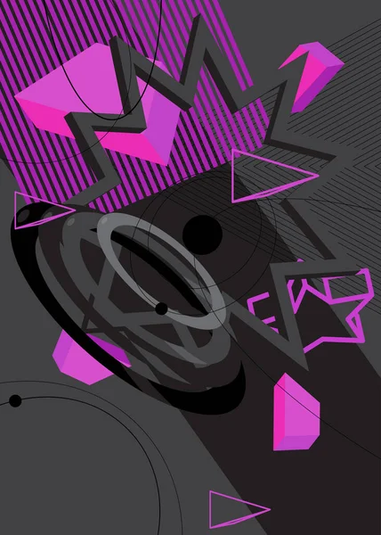 黑色和紫色的老式造型模板 摘要还原最小几何图形主题 封面的几何要素 — 图库矢量图片