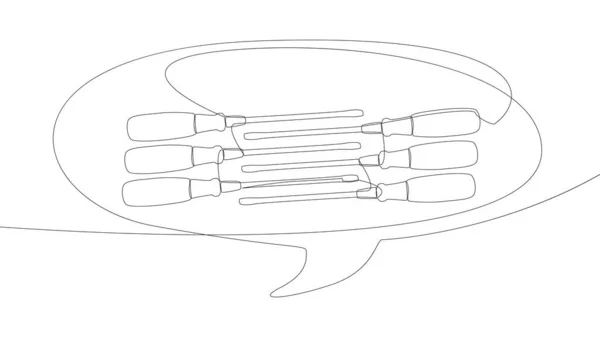 Une Ligne Continue Bulle Parole Avec Tournevis Thin Line Illustration — Image vectorielle