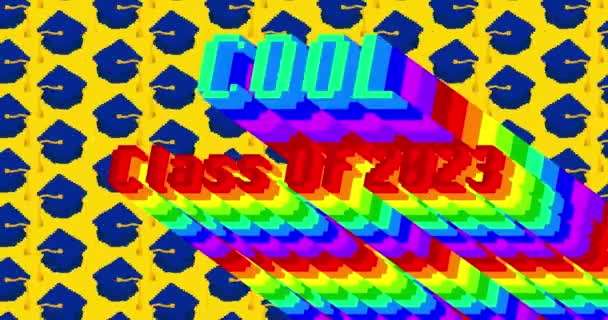Класс Cool Текста 2023 Года Анимированное Слово Длинным Слоем Разноцветной — стоковое видео