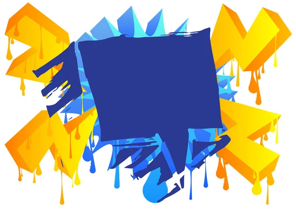 Blaue Gelbe Graffiti Sprechblase Isoliert Auf Weißem Hintergrund Abstrakte Moderne — Stockvektor