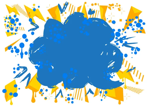 Голубой Желтый Пузырь Граффити Белом Фоне Абстрактное Современное Уличное Искусство — стоковый вектор
