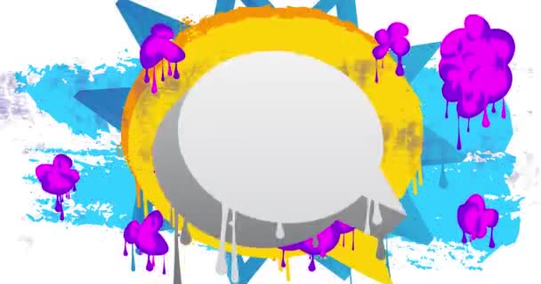 White Graffiti Speech Bubble Animation Πολύχρωμο Φόντο Αφηρημένα Στοιχεία Σύγχρονη — Αρχείο Βίντεο