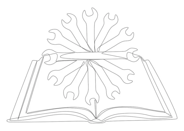 Μια Συνεχής Γραμμή Του Βιβλίου Κατσαβίδι Λεπτή Γραμμή Εικονογράφηση Οδηγία — Διανυσματικό Αρχείο