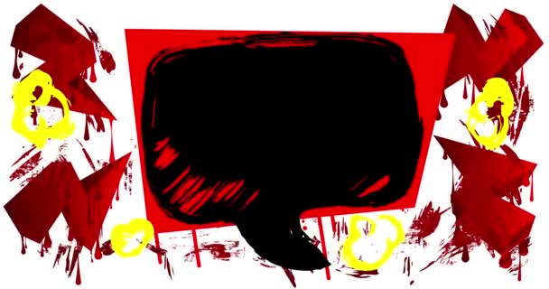 Μαύρο Graffiti Φούσκα Ομιλίας Κόκκινο Και Κίτρινο Αστικό Στυλ Φόντο — Αρχείο Βίντεο