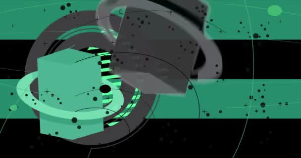 Upptagen Svart Och Turkos Enkel Form Geometrisk Bakgrund Animation Abstrakt — Stockvideo